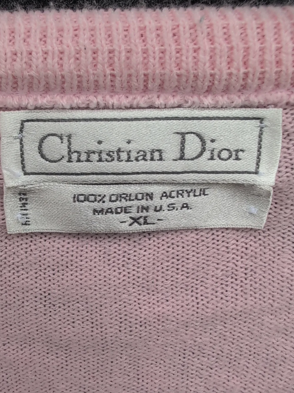 Vtg Christian Dior Sweater Mens Extra Large Pink Soft Orlin Acrylic V Neck USA
